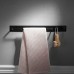 Adhesive Towel Rail with 2 Hook 40cm  Black Color  Patented Glue + 3M Self-Adhesive  Aluminum Beelee - B078D6CW16